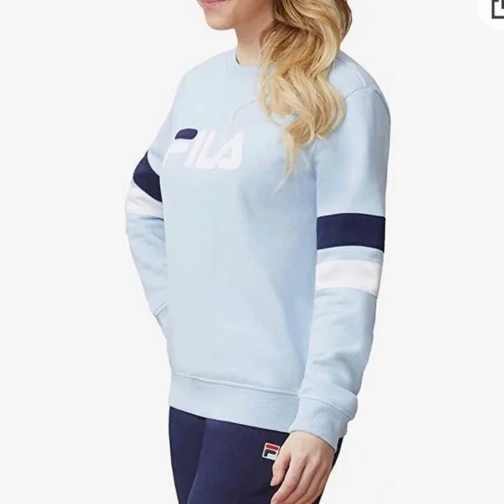 Fila | Women's Natalie Pullover Crewneck Sweatshirt big logo vintage feel stripe - Picture 2 of 14